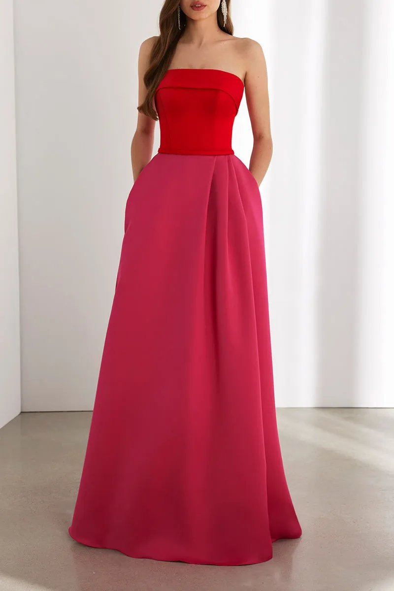 A-Line Strapless Sleeveless  Empire With Pockets Cocktail Evening Dress QM3353