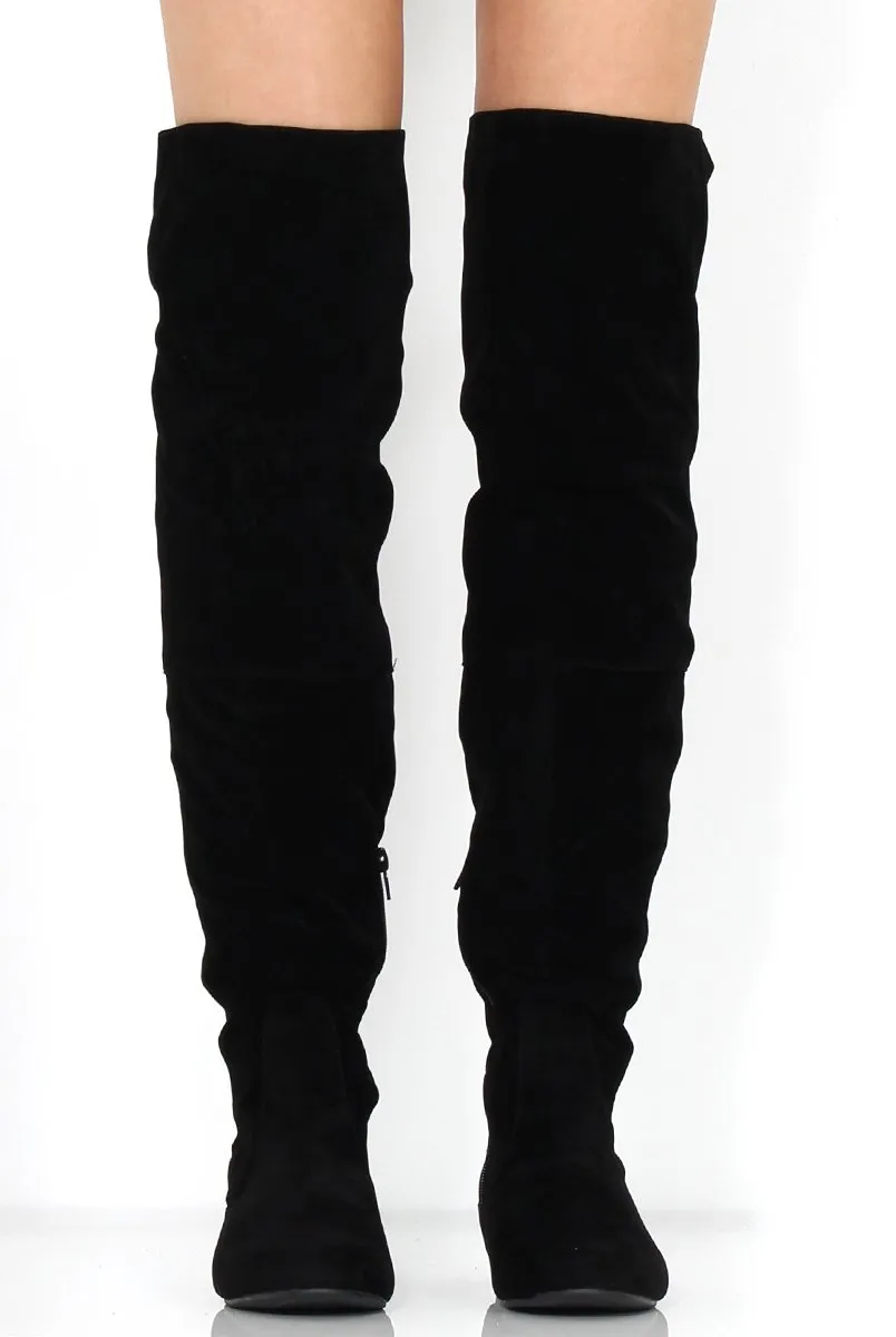 Asher Black Suede Over The Knee Boots