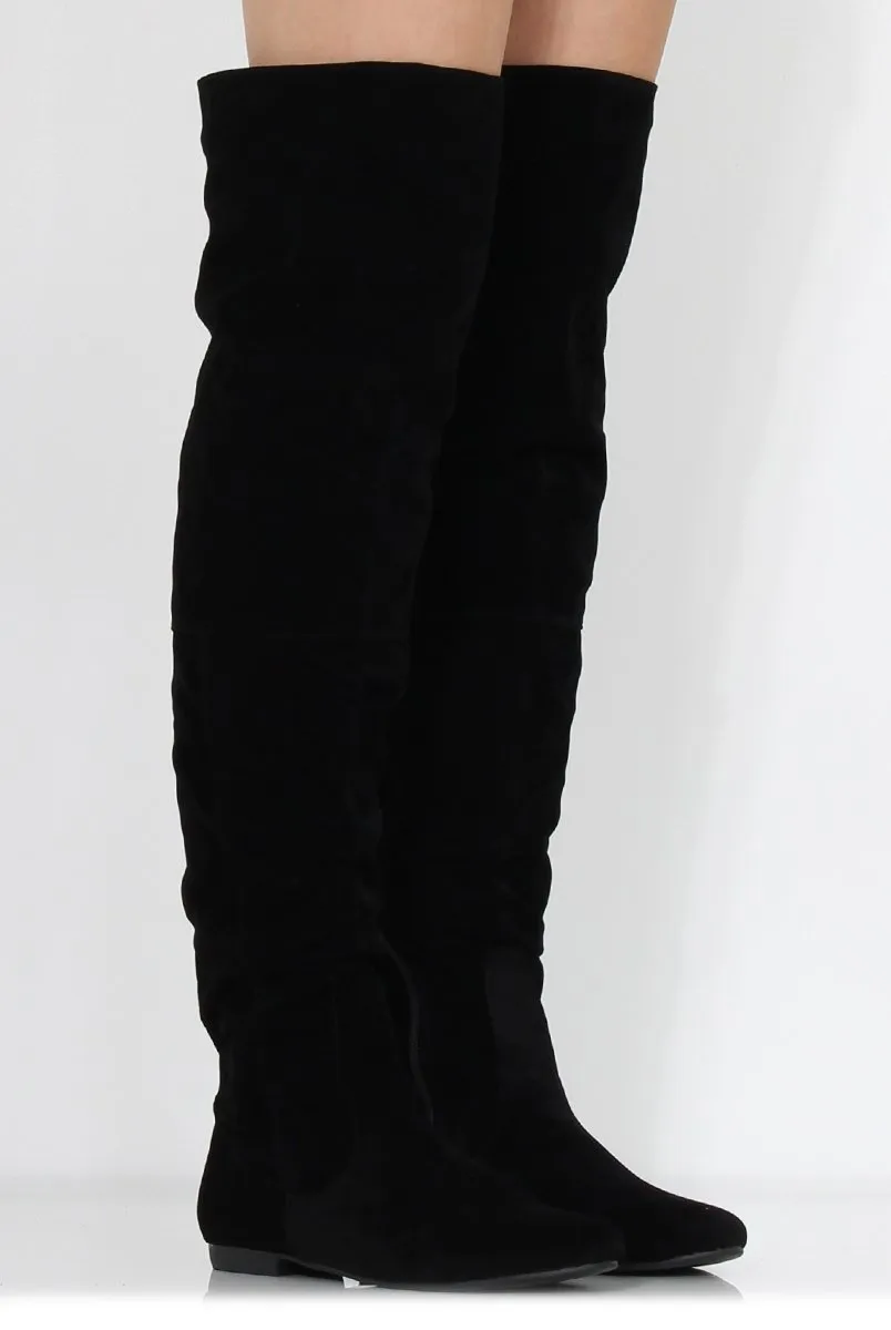 Asher Black Suede Over The Knee Boots