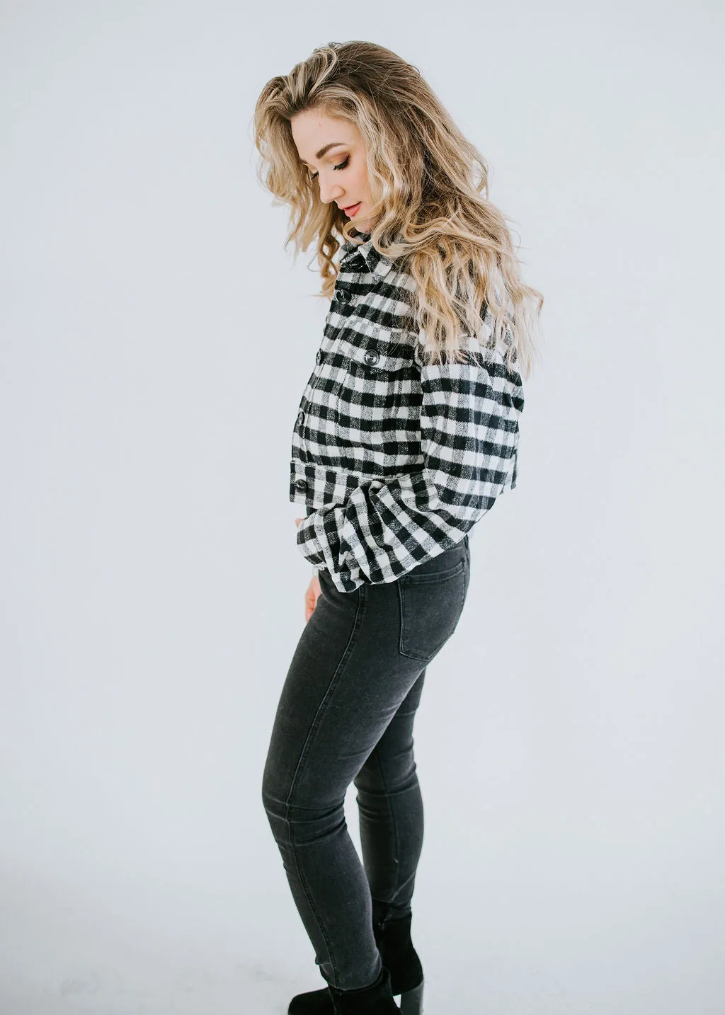 Avis Cropped Gingham Jacket