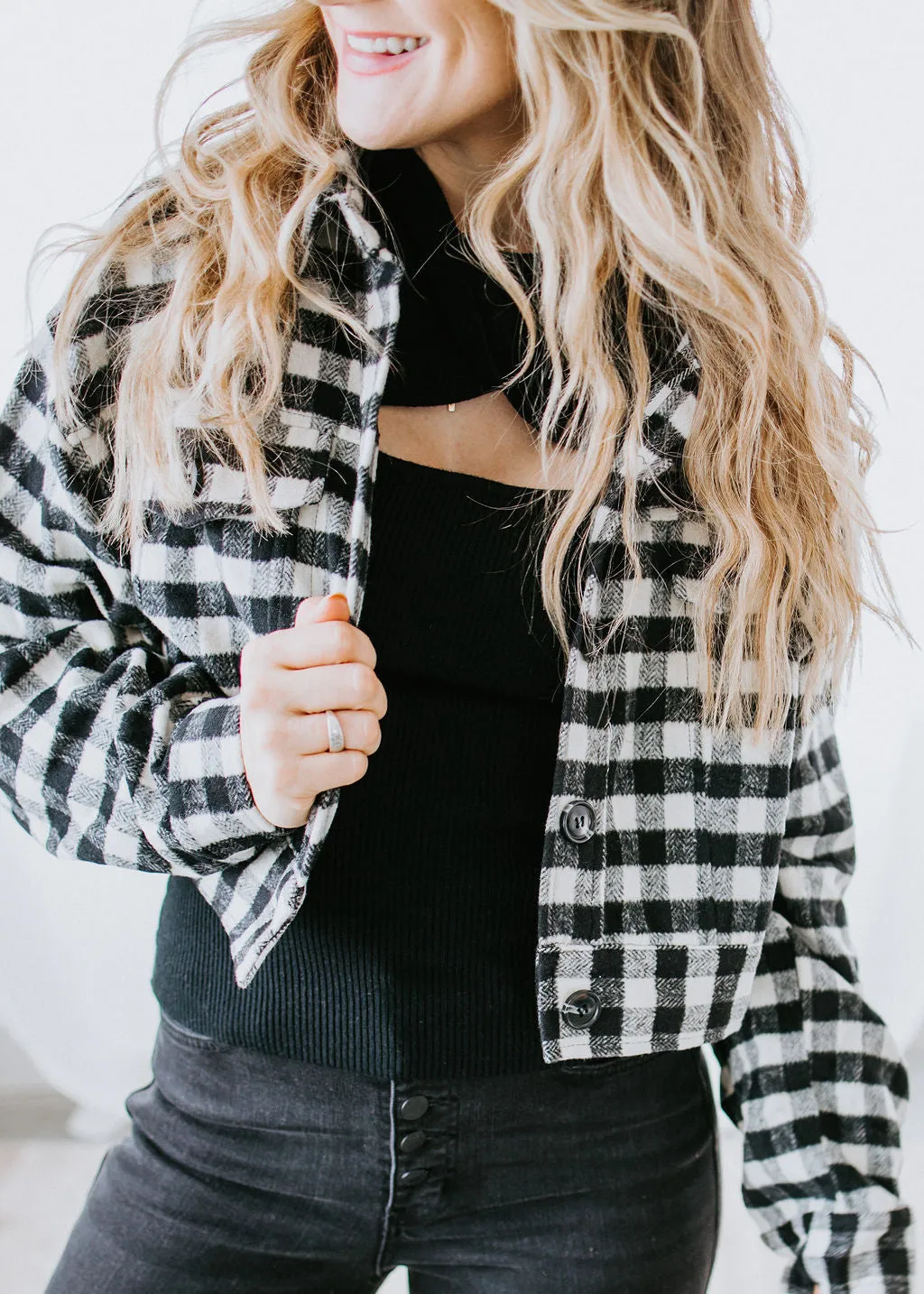 Avis Cropped Gingham Jacket