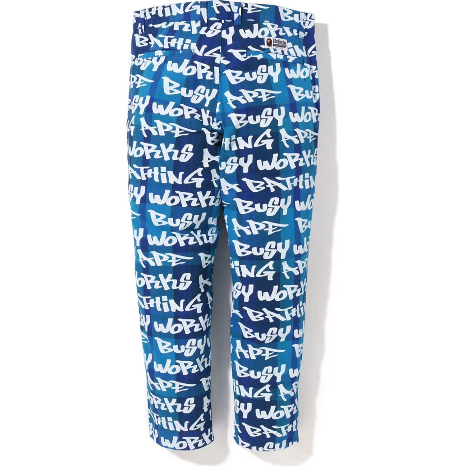 BAPE GRAFFITI CHECK ONE POINT RELAXED FIT PANTS MENS