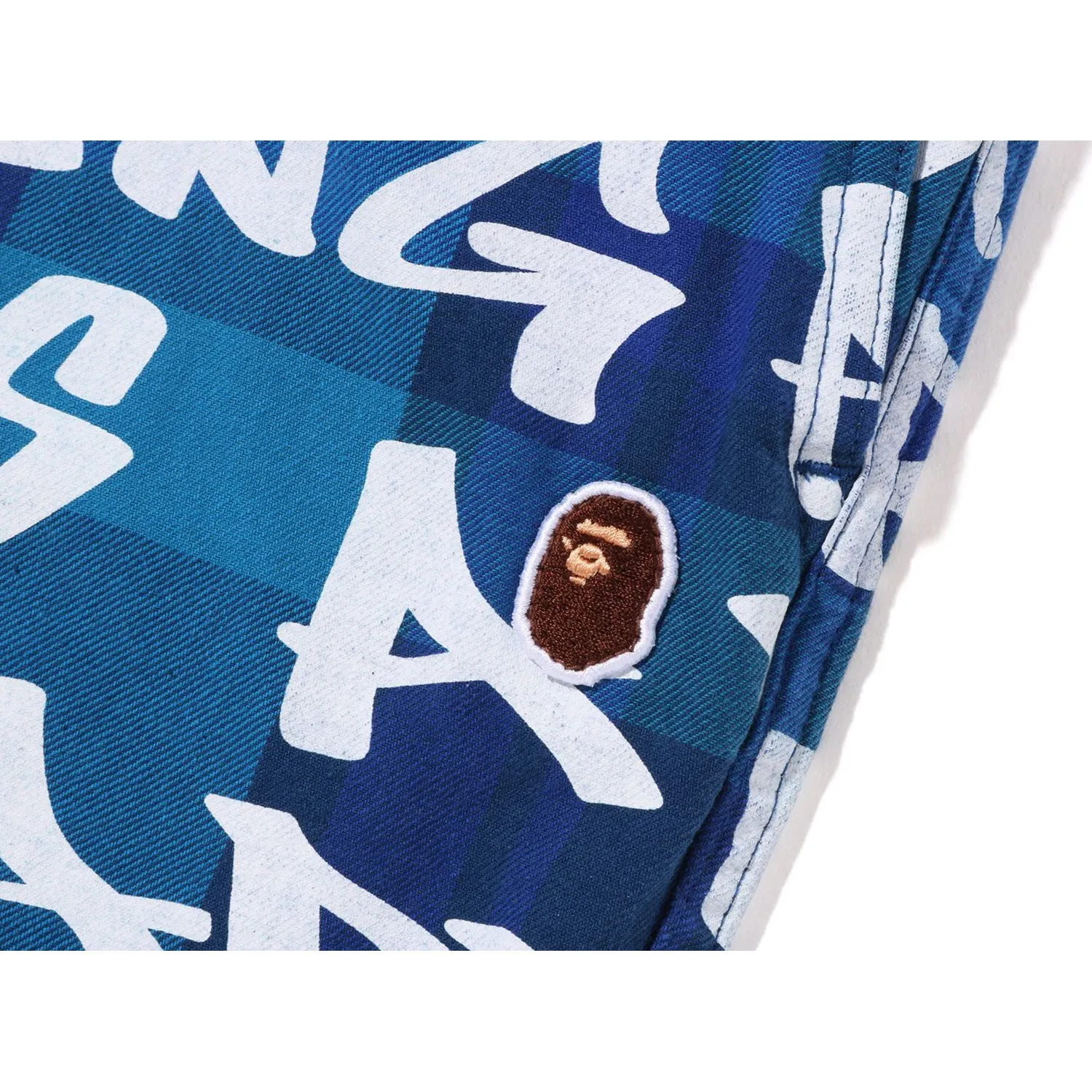 BAPE GRAFFITI CHECK ONE POINT RELAXED FIT PANTS MENS