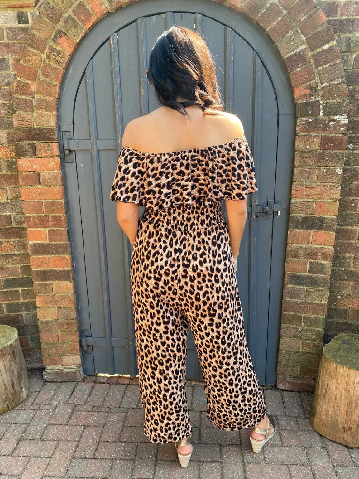 Bardot Frill Leopard Jumpsuit