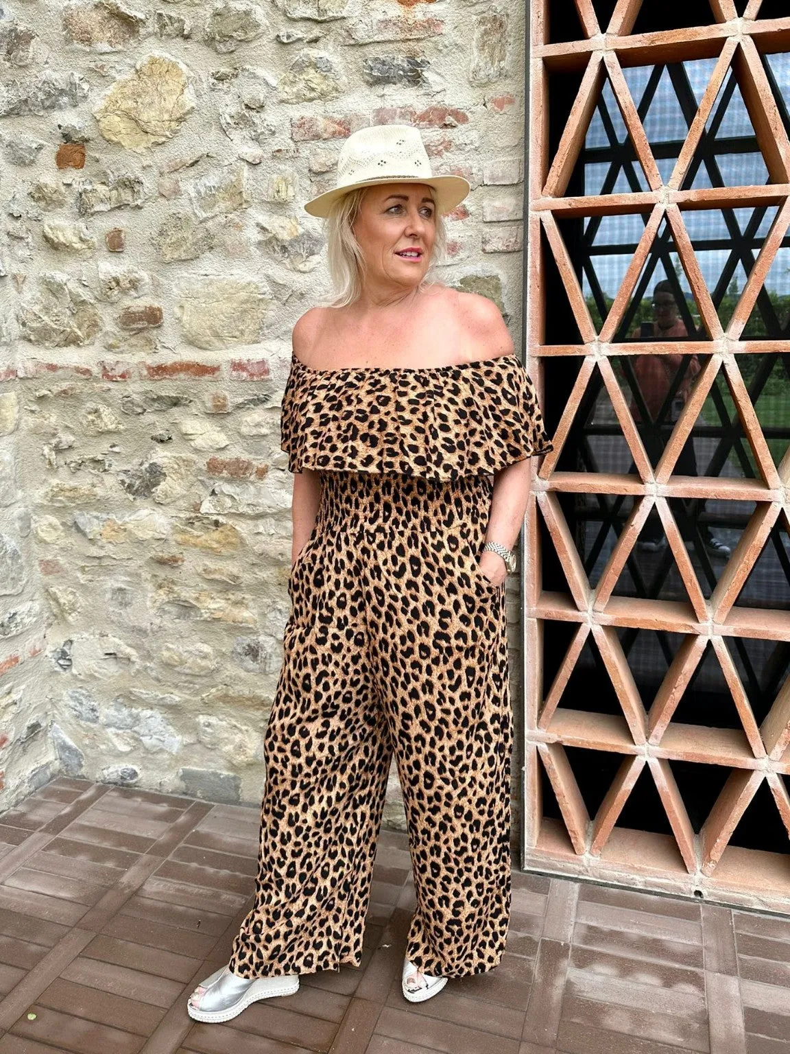 Bardot Frill Leopard Jumpsuit