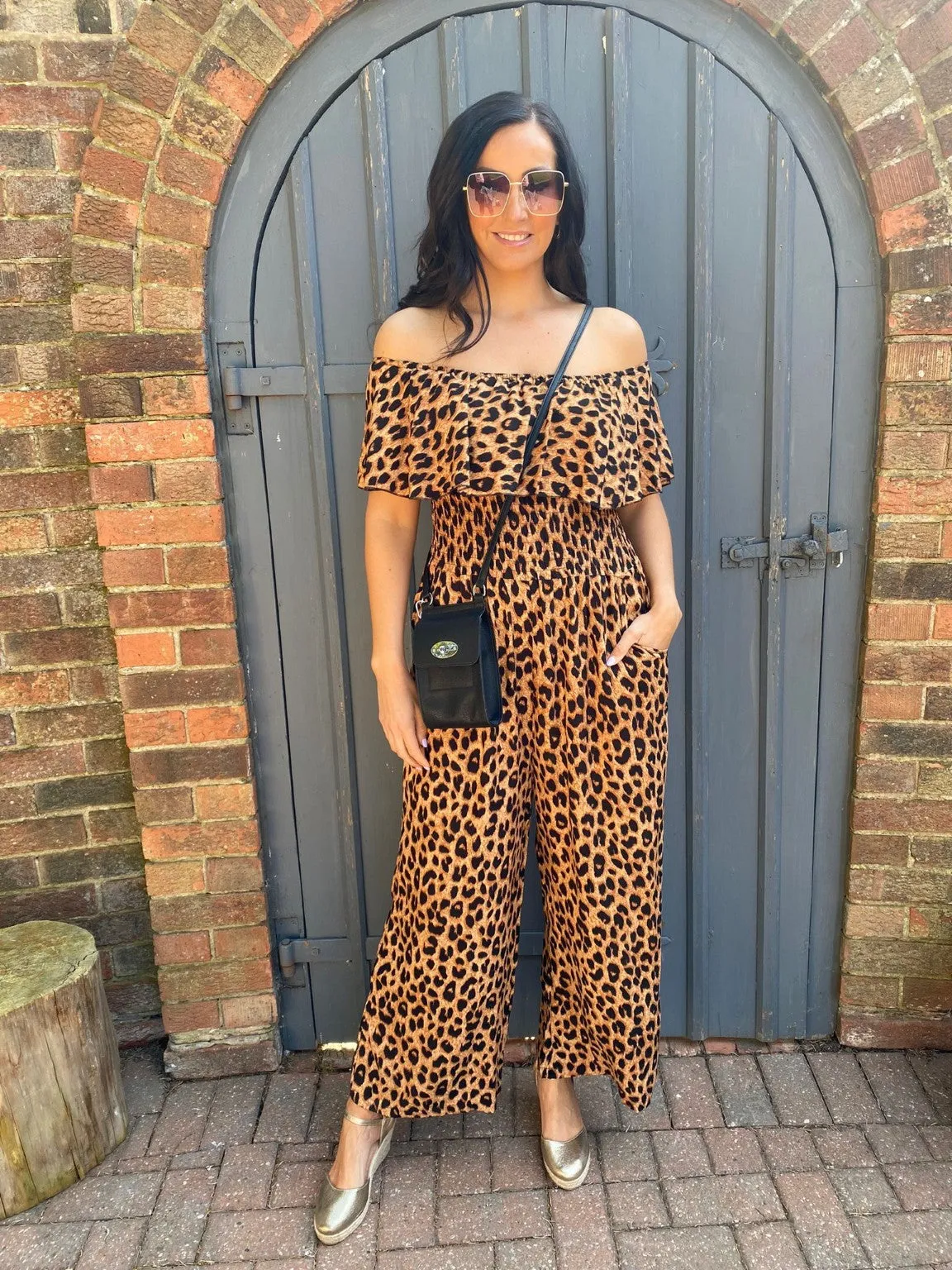 Bardot Frill Leopard Jumpsuit