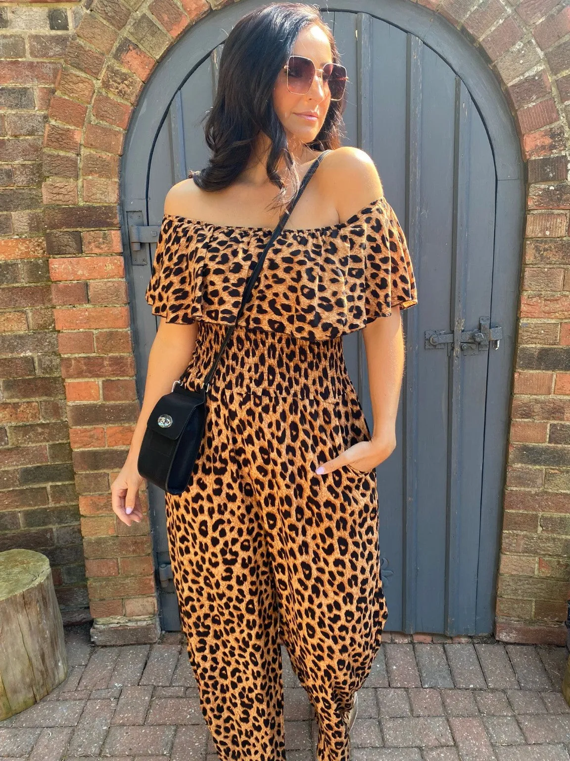 Bardot Frill Leopard Jumpsuit