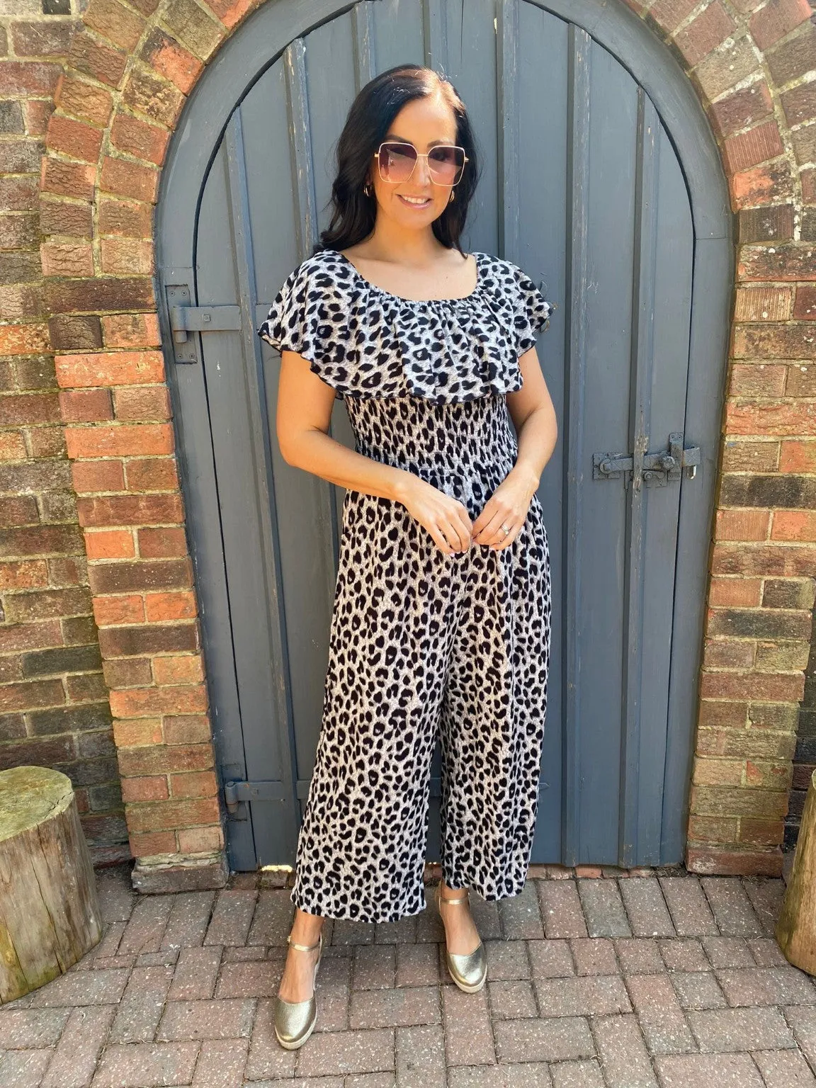 Bardot Frill Leopard Jumpsuit