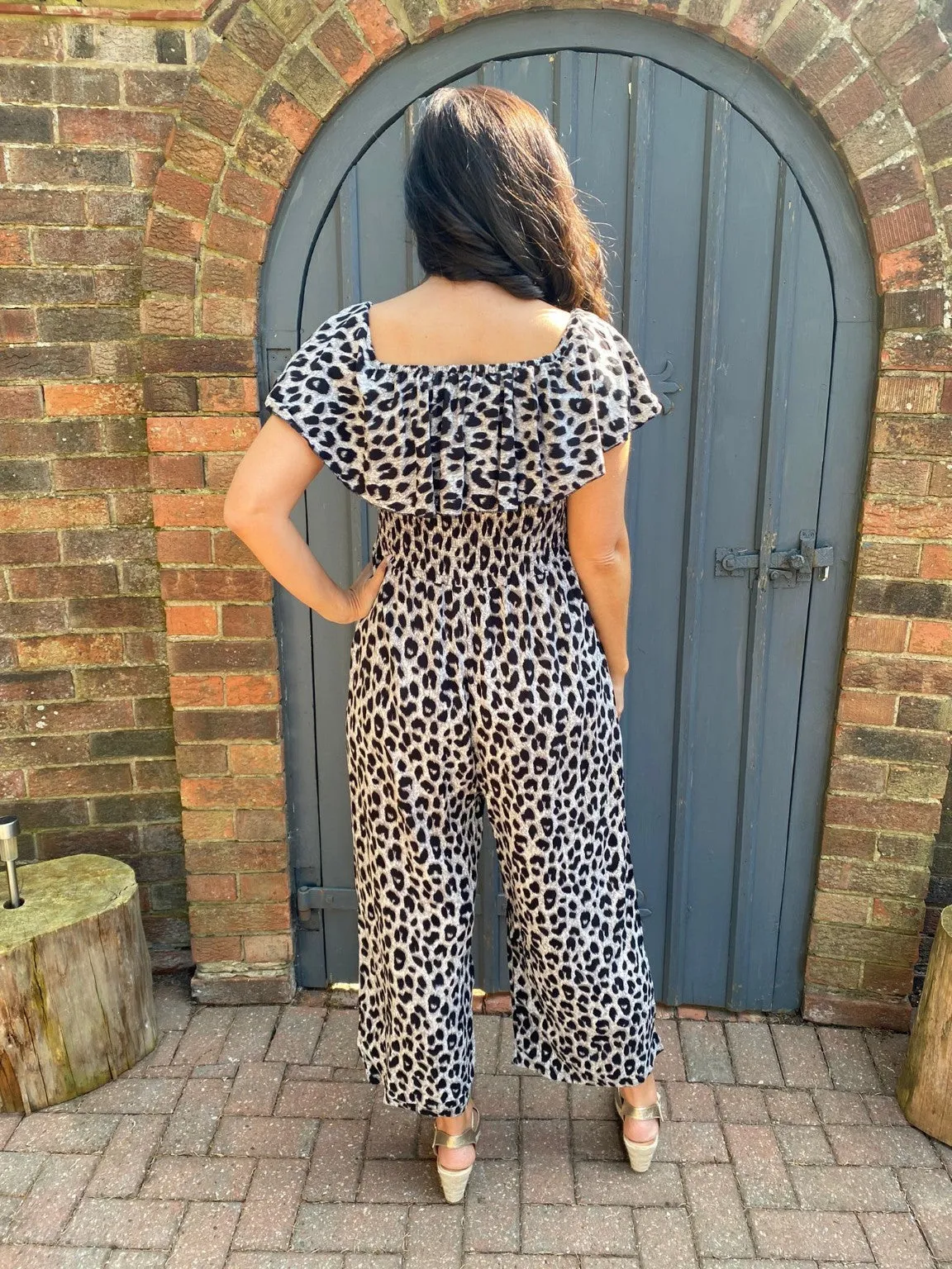 Bardot Frill Leopard Jumpsuit