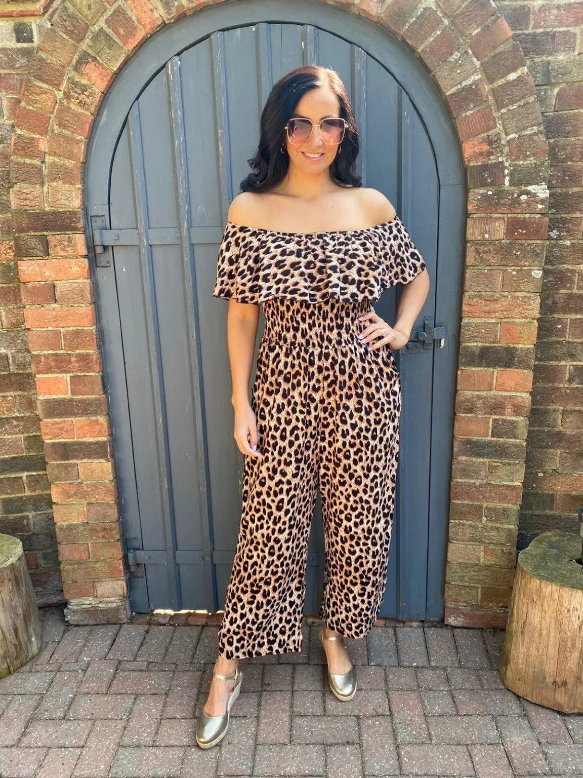 Bardot Frill Leopard Jumpsuit