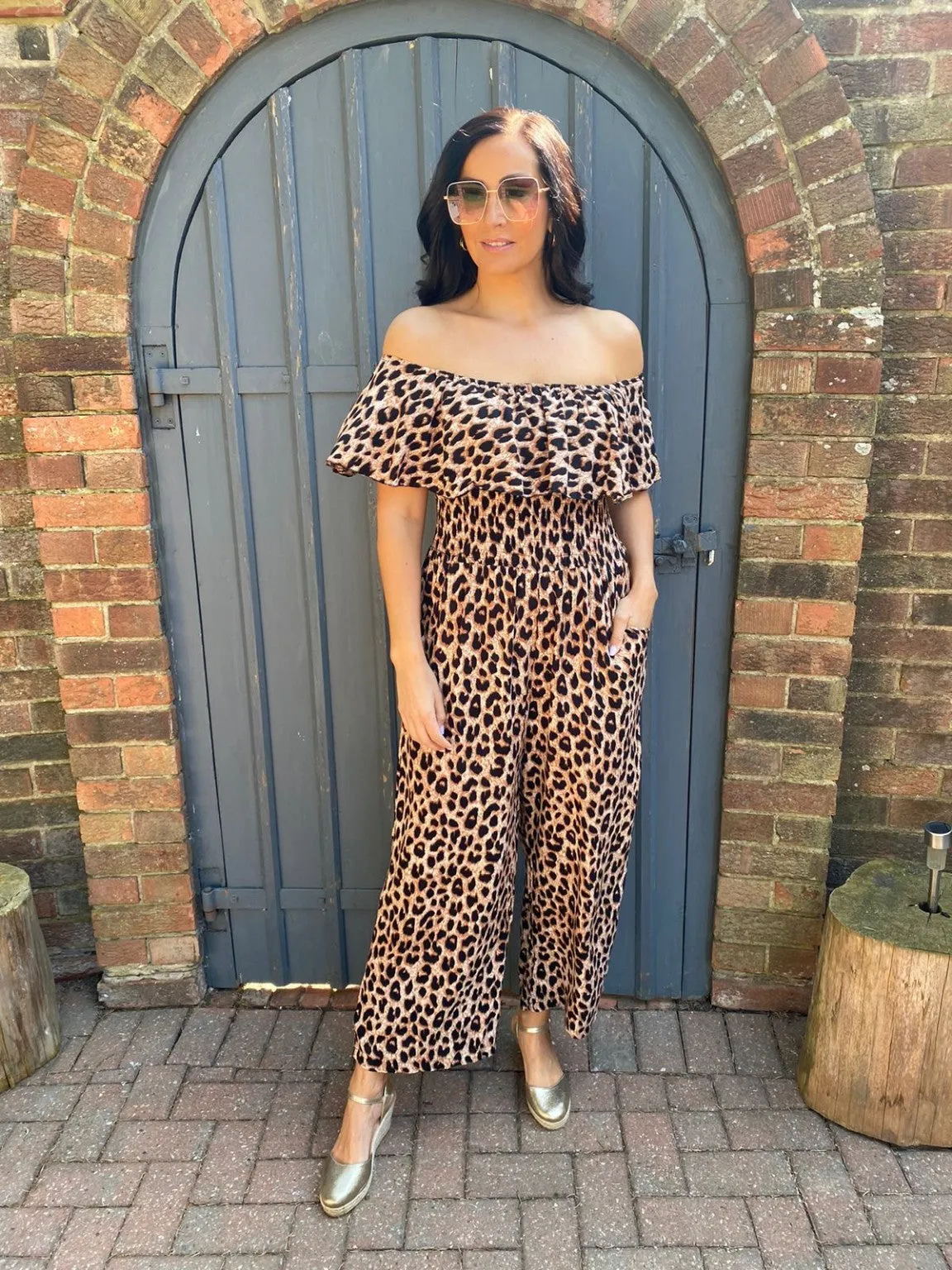 Bardot Frill Leopard Jumpsuit