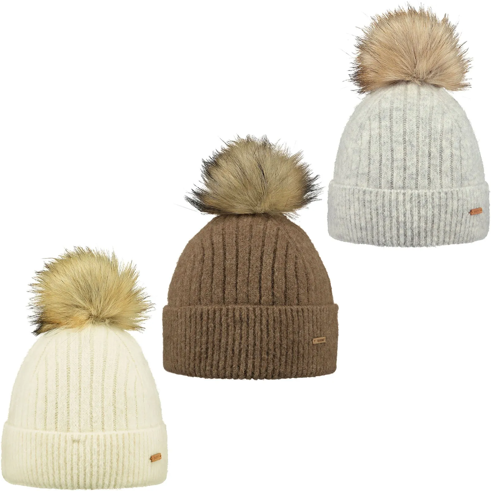 Barts Womens Joselyn Knitted Faux Fur Pom Pom Bobble Hat