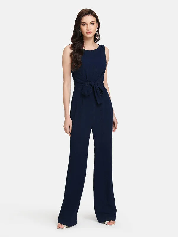 Basic Sleeveless Jumpsuit With Front Tie Up