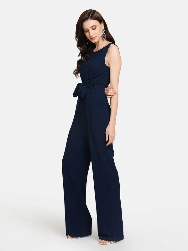 Basic Sleeveless Jumpsuit With Front Tie Up