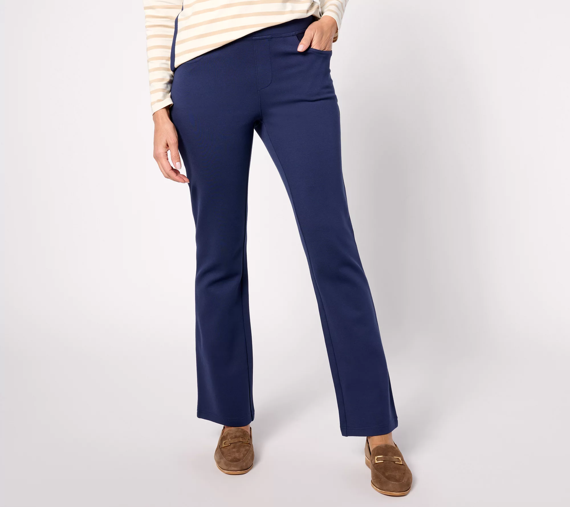 Belle by Kim Gravel Regular Ponte Sailor Boot-Cut Pants