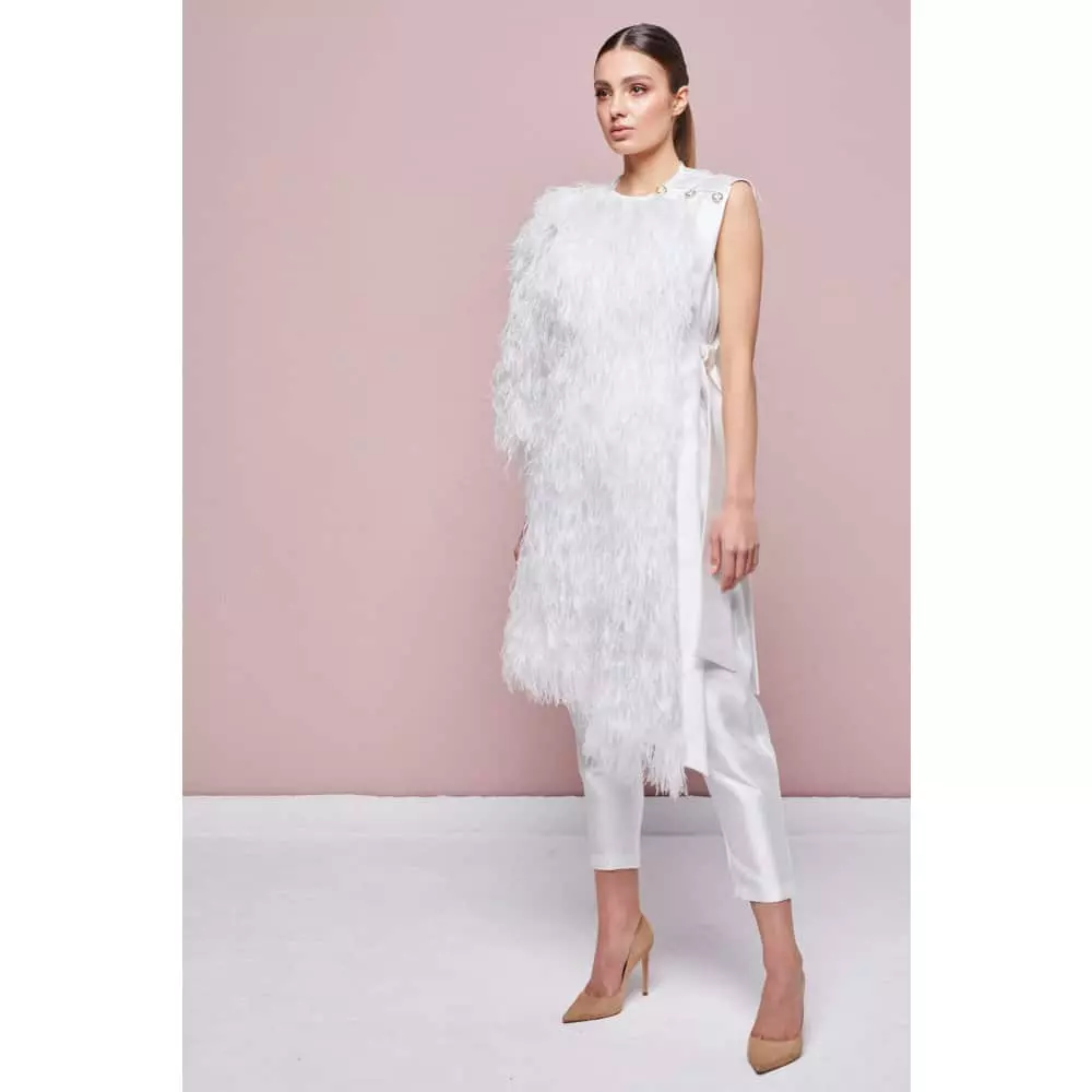 		Bird of paradise white feathery jacket	