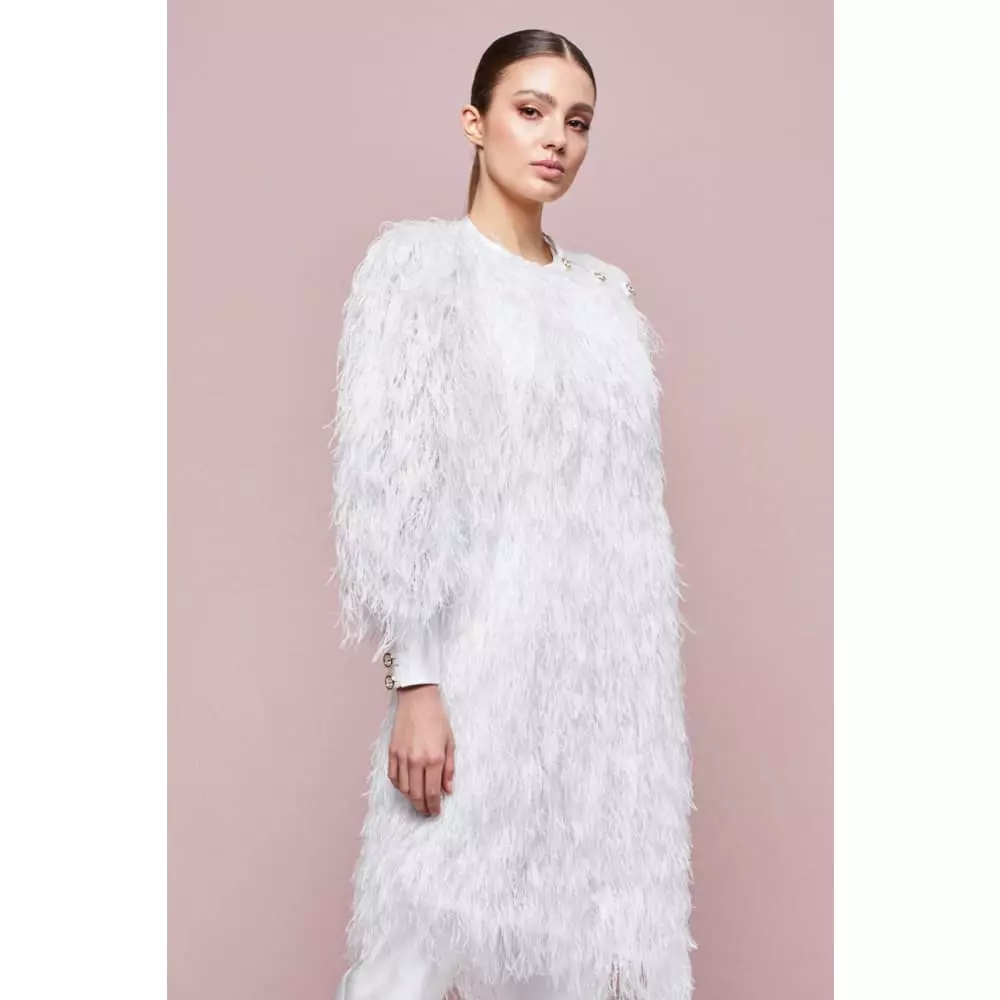 		Bird of paradise white feathery jacket	