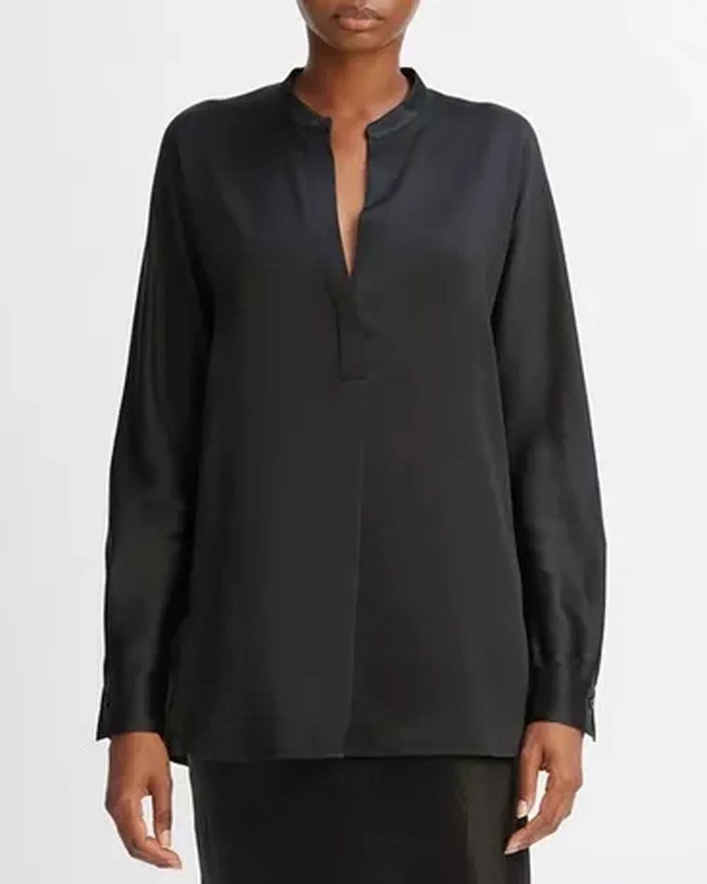 Black Band Collar Blouse