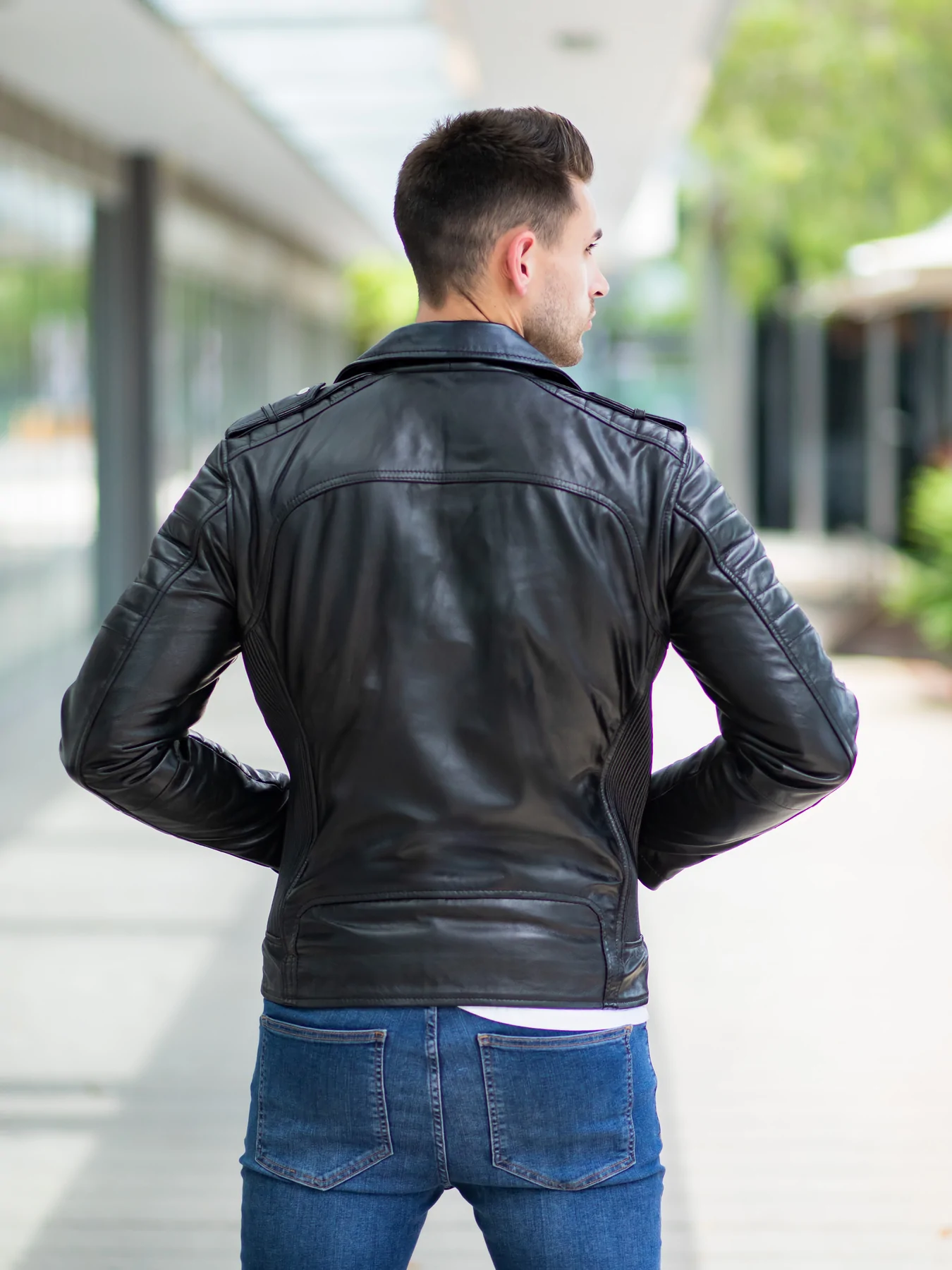 Black vintage Harley Davidson leather jacket