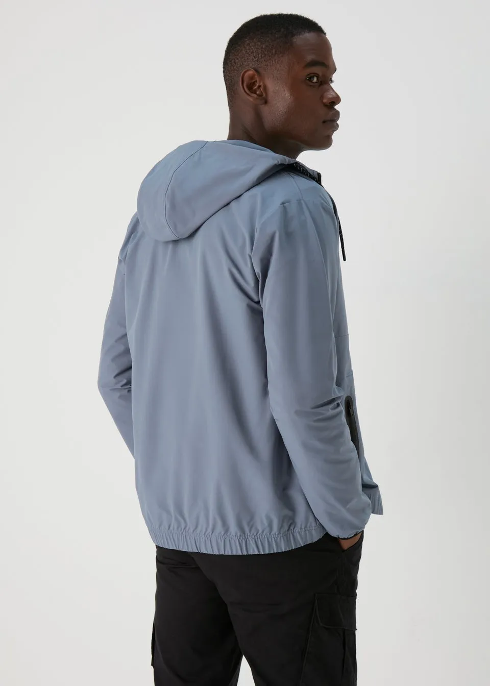 Blue Hooded Windbreaker Jacket