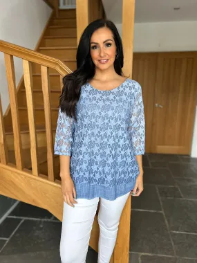 Blue Multi Star Layered Lace Top Sarah