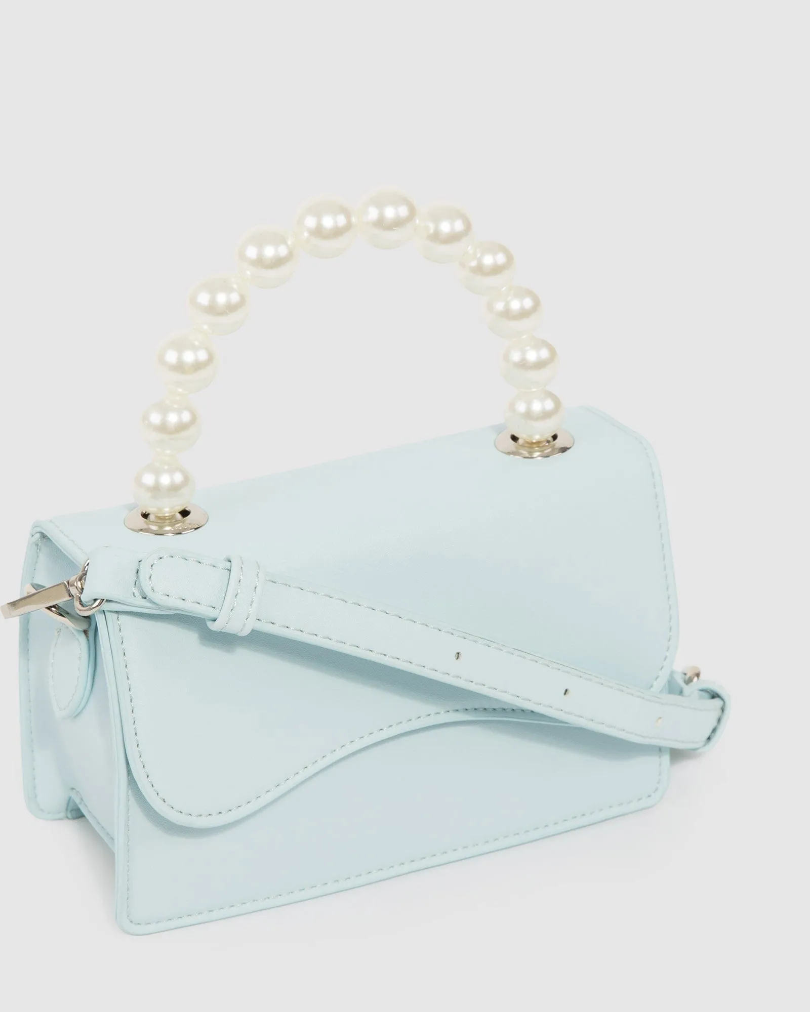 Blue Tia Pearl Top Handle Bag