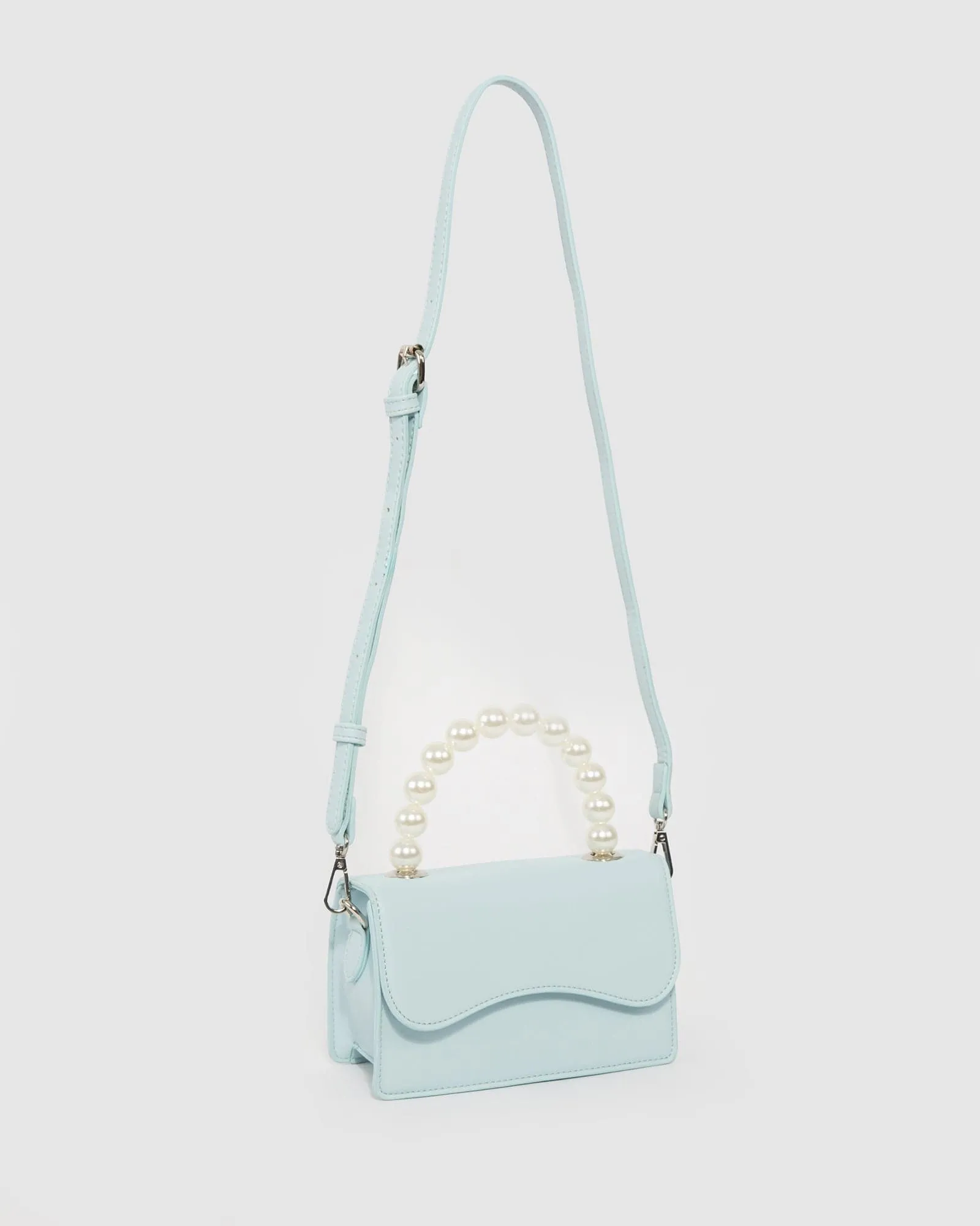 Blue Tia Pearl Top Handle Bag