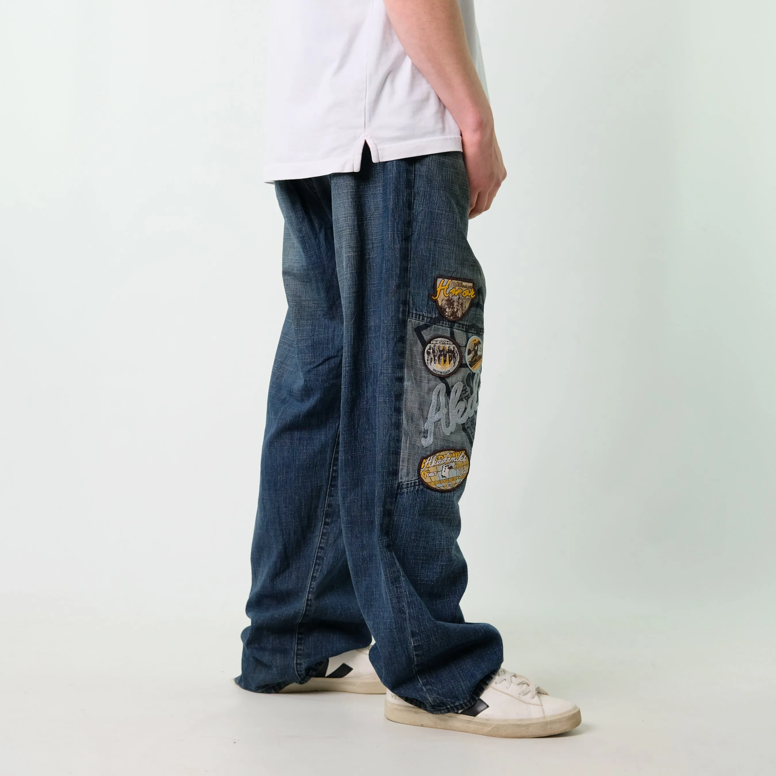 Blue y2ks Akademiks Denim Hip Hop Jeans Baggy Pants (40x32)