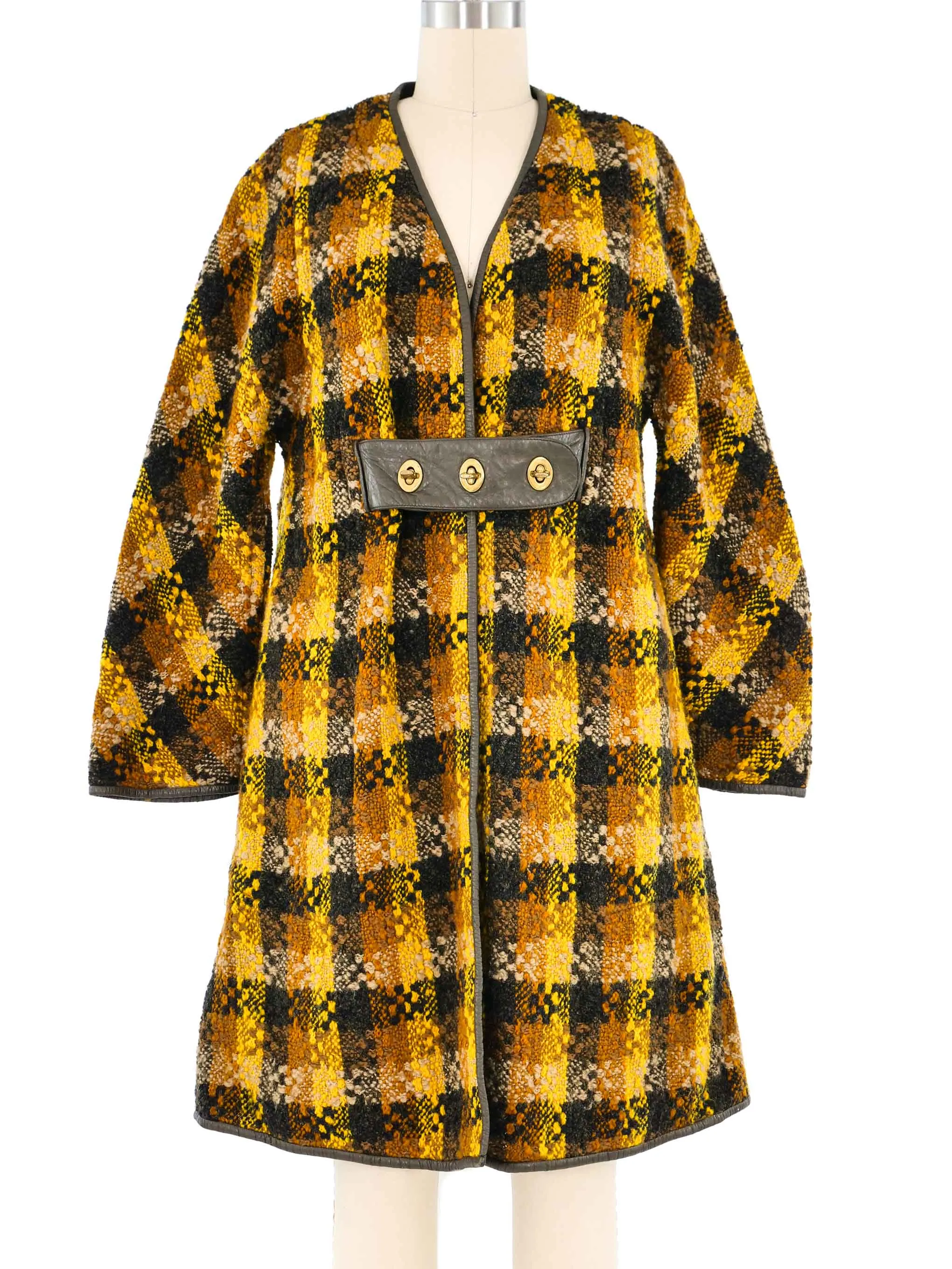 Bonnie Cashin Yellow Plaid Tweed Coat