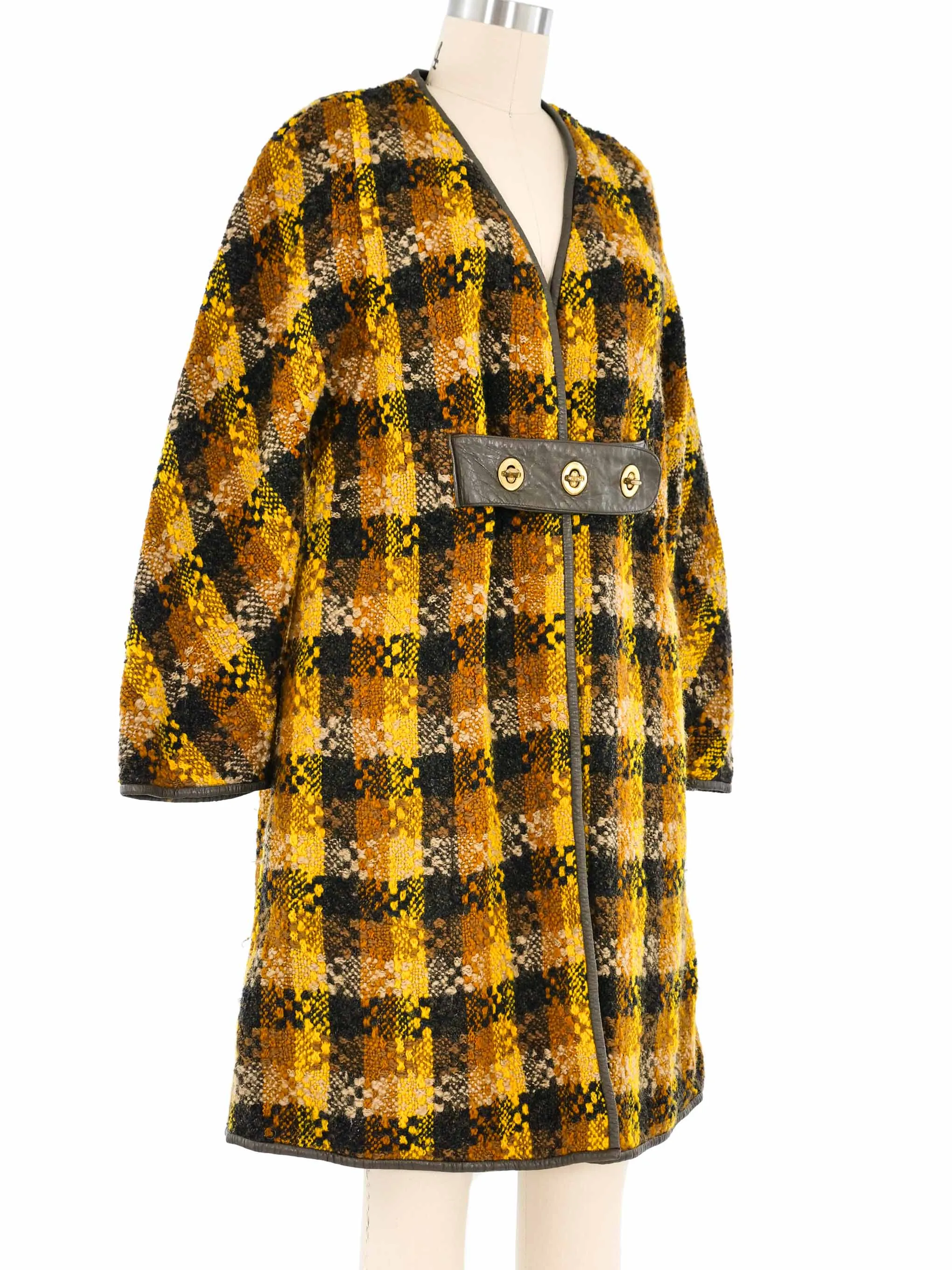 Bonnie Cashin Yellow Plaid Tweed Coat