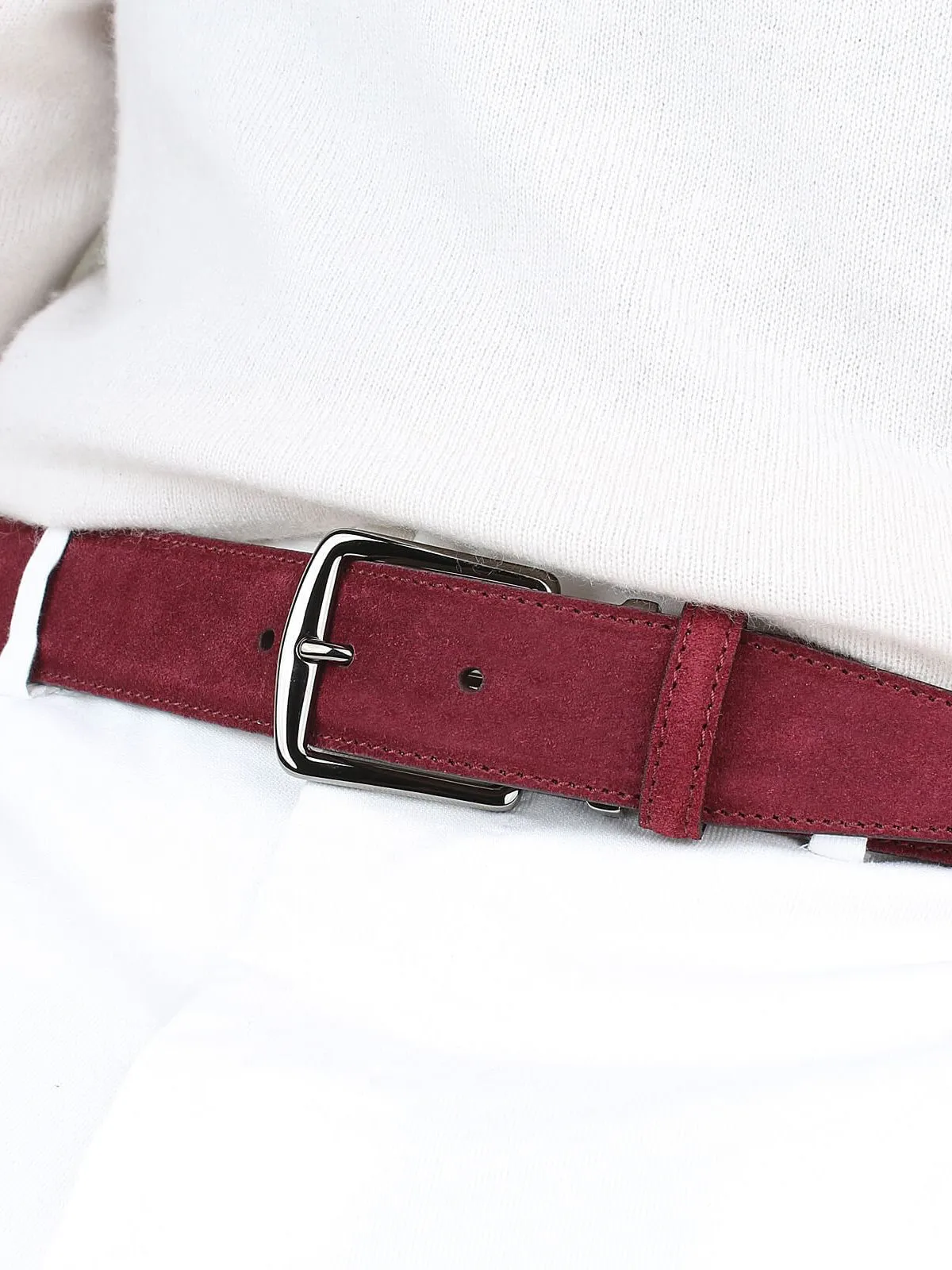 Burgundy Suede Leather Belt