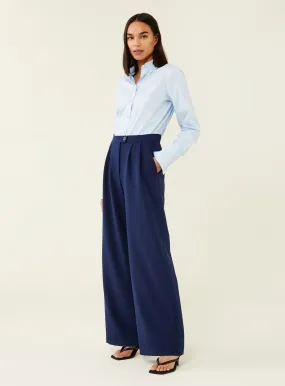 Buy FINERY Navy Jeanne Trousers 16 | Trousers | Tu