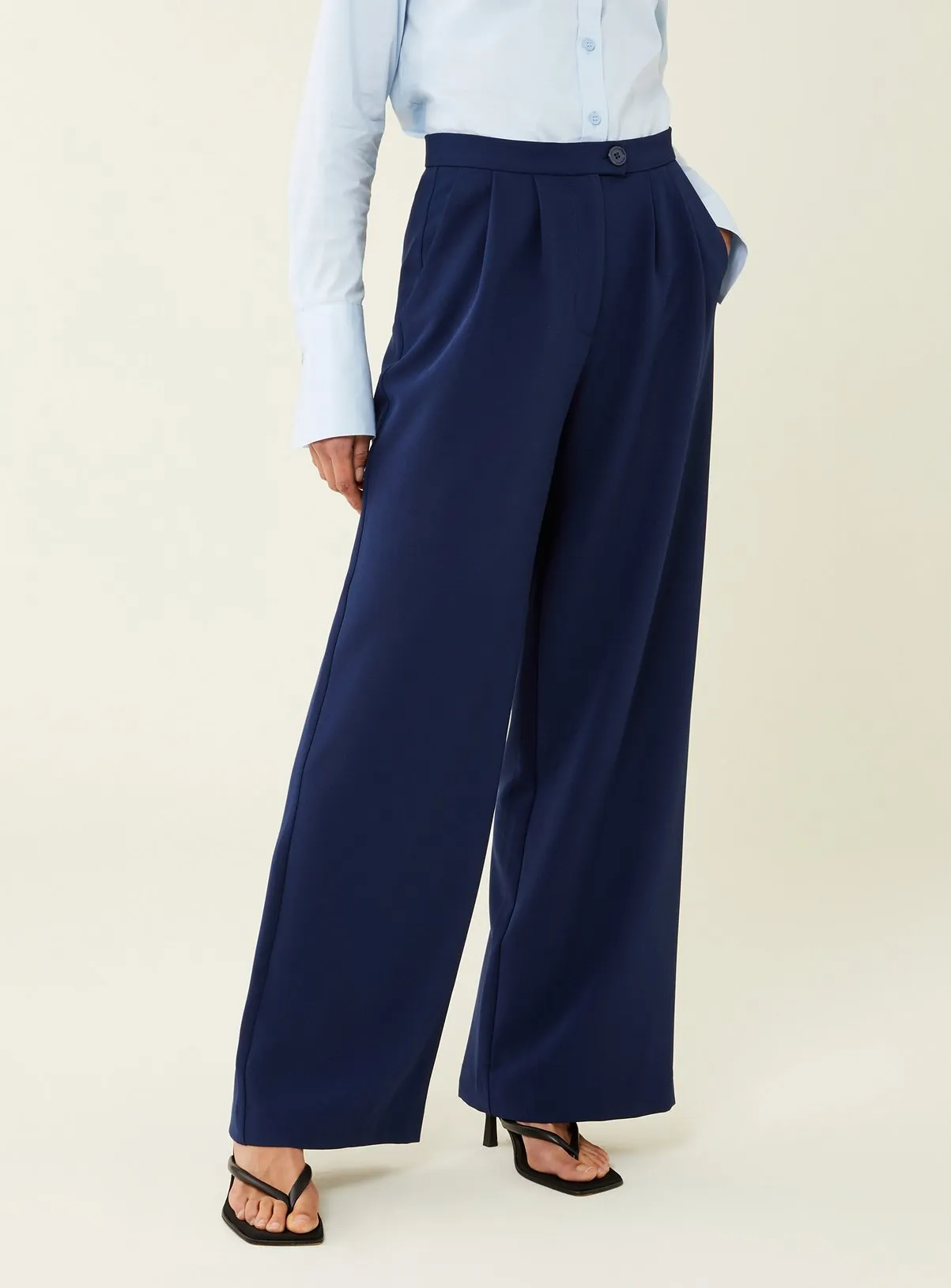 Buy FINERY Navy Jeanne Trousers 16 | Trousers | Tu