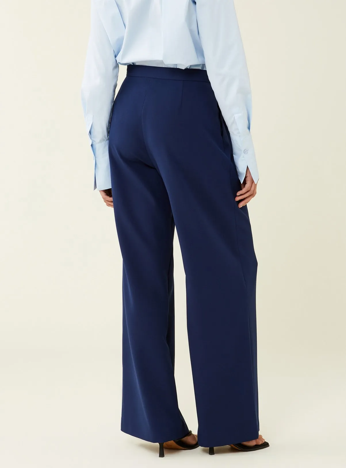 Buy FINERY Navy Jeanne Trousers 16 | Trousers | Tu