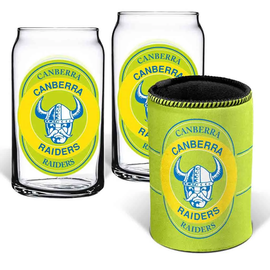 Canberra Raiders Can Glasses and Can Cooler