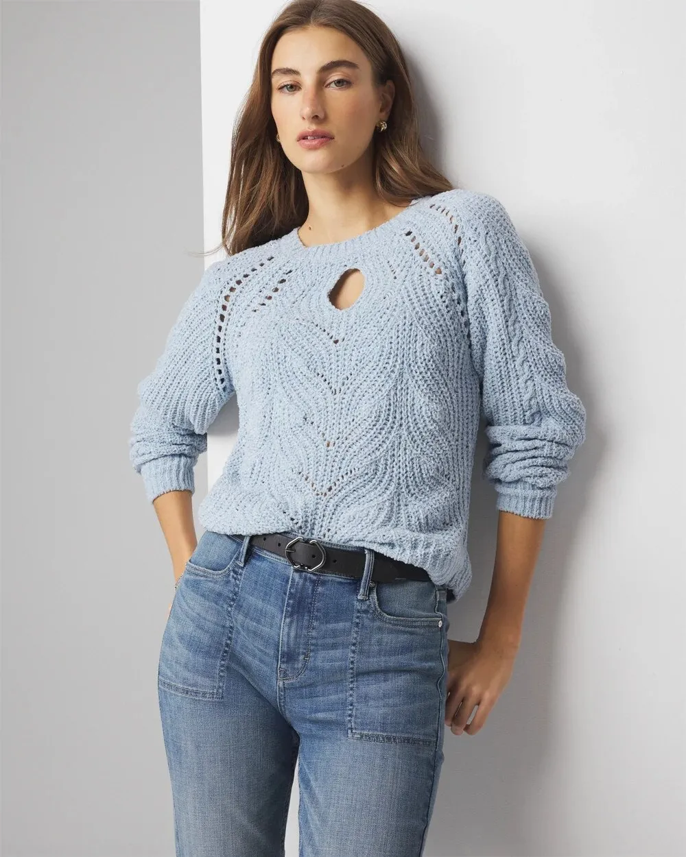 Chenille Cable Cutout Sweater