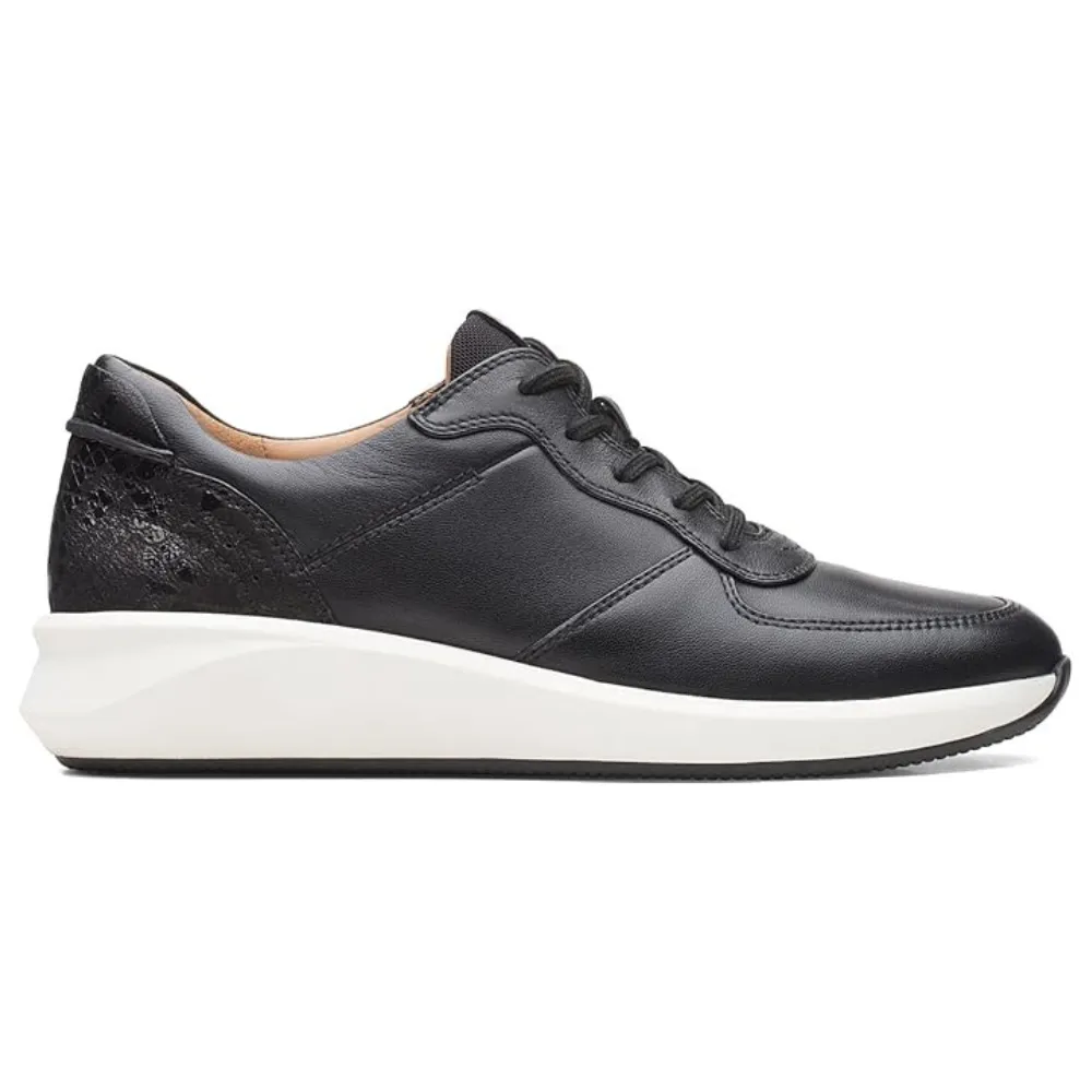 Clarks Un Rio Sprint Black Combi Leather Sneaker (Women's)