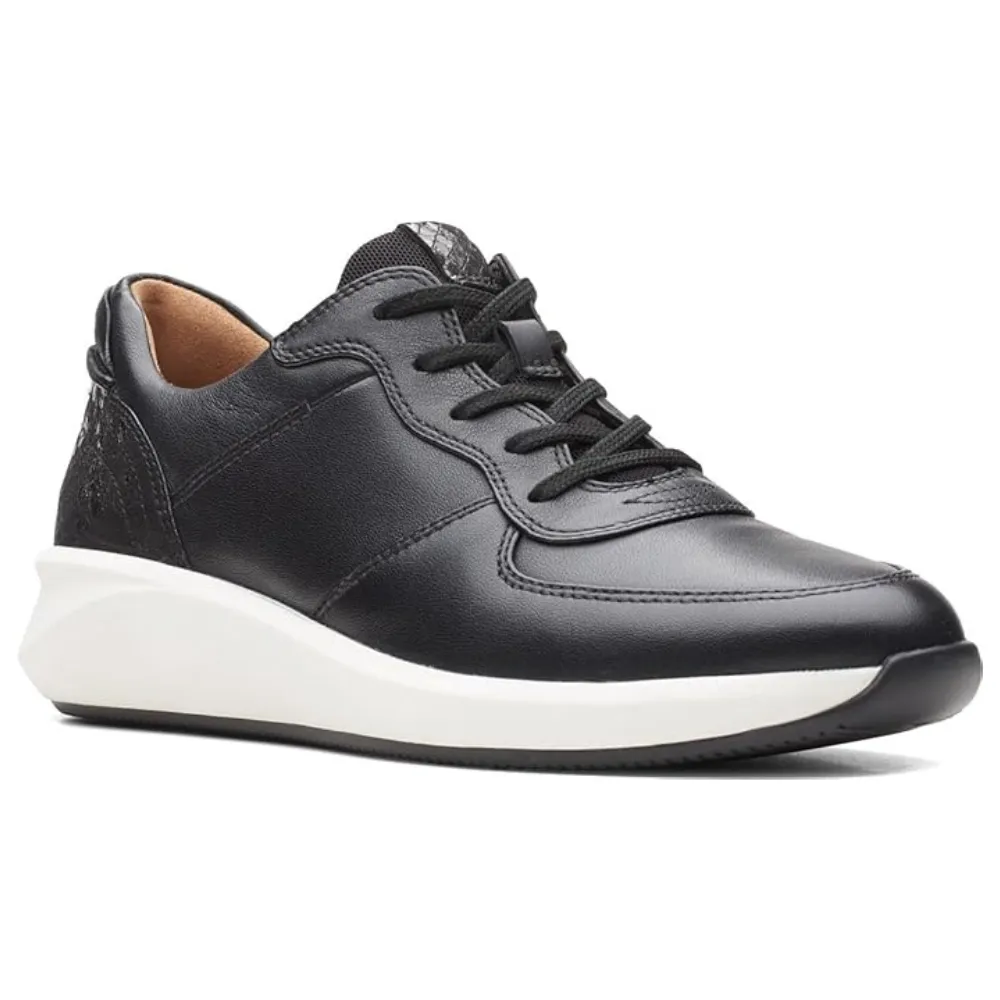 Clarks Un Rio Sprint Black Combi Leather Sneaker (Women's)