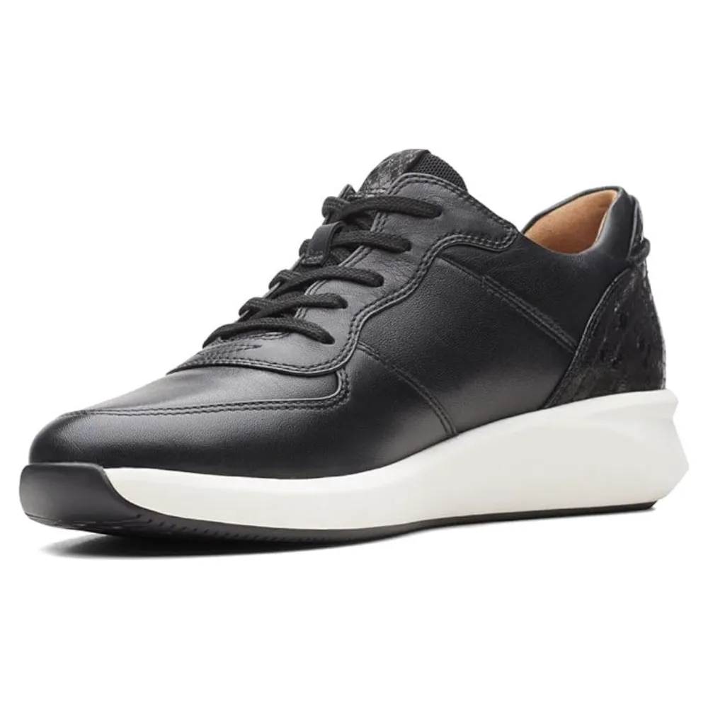 Clarks Un Rio Sprint Black Combi Leather Sneaker (Women's)