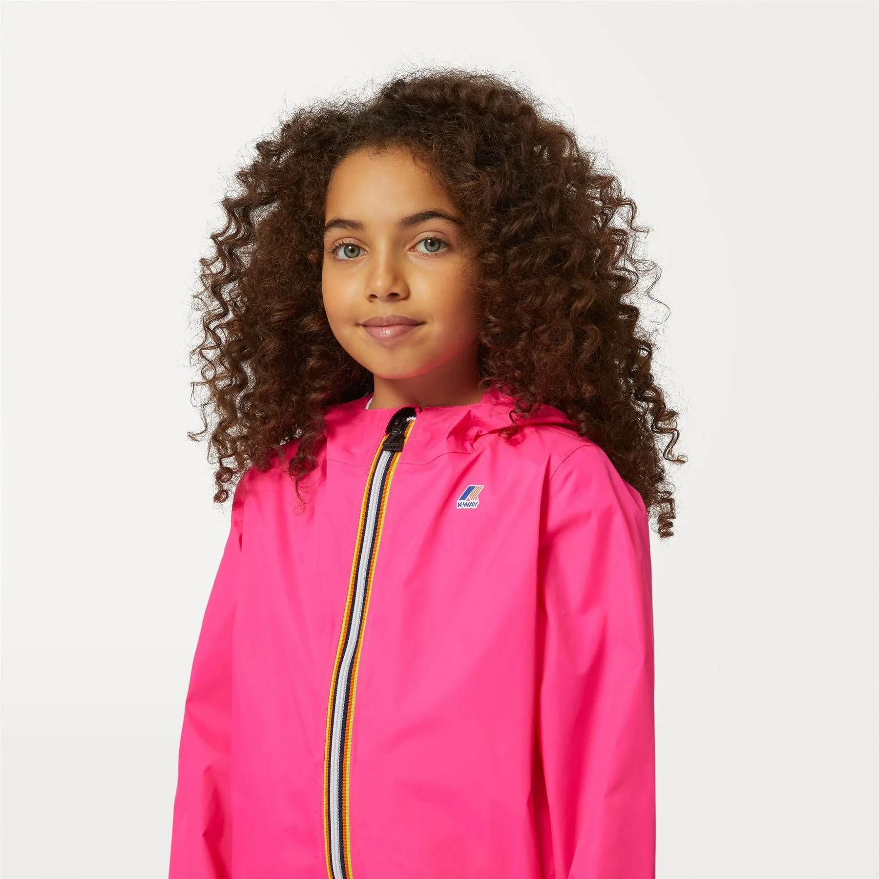 Claude - Kids Packable Full Zip Waterproof Rain Jacket in Pink Intense