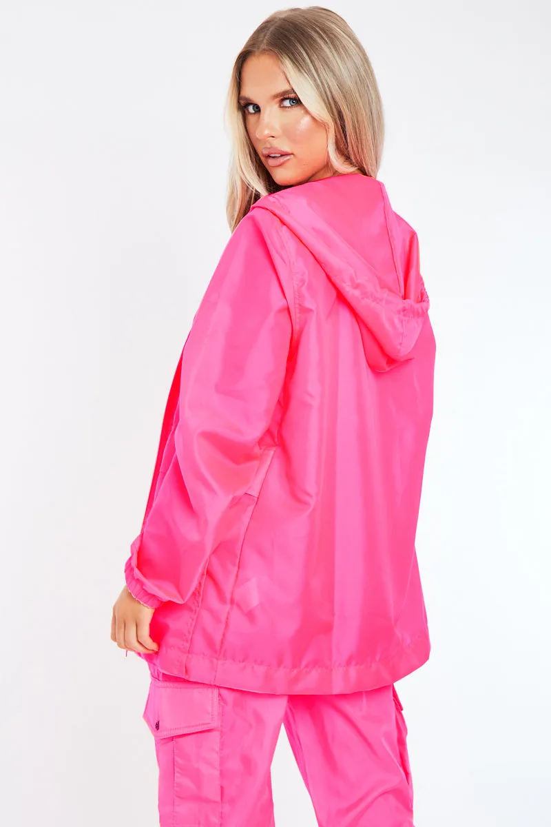 Coral Pink Shell Zip Up Windbreaker - Ginnie