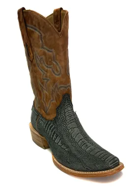 Corral A4294 Mens Ostrich Leg Embroiery Blue And Sand