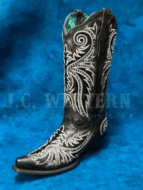 Corral Z5209 Ladies Embroidery And Studs Overlay Western Boot Black