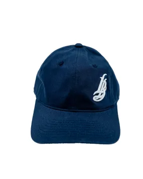 Cursive LB White on Navy Unstructured Dad Hat