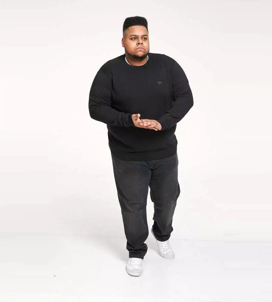 D555 Big Mens Black Crew Neck Sweater (JOVANNI 1)