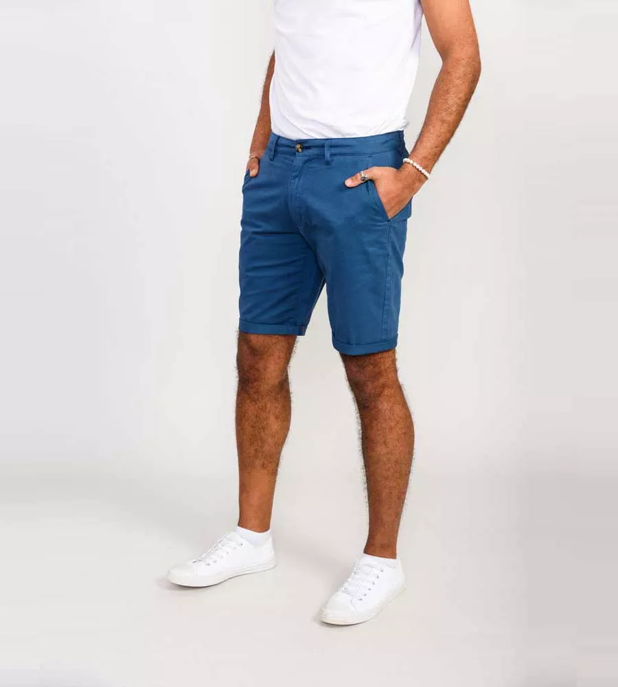 D555 Mens Blue Stretch Chino Shorts (NELSON 1)