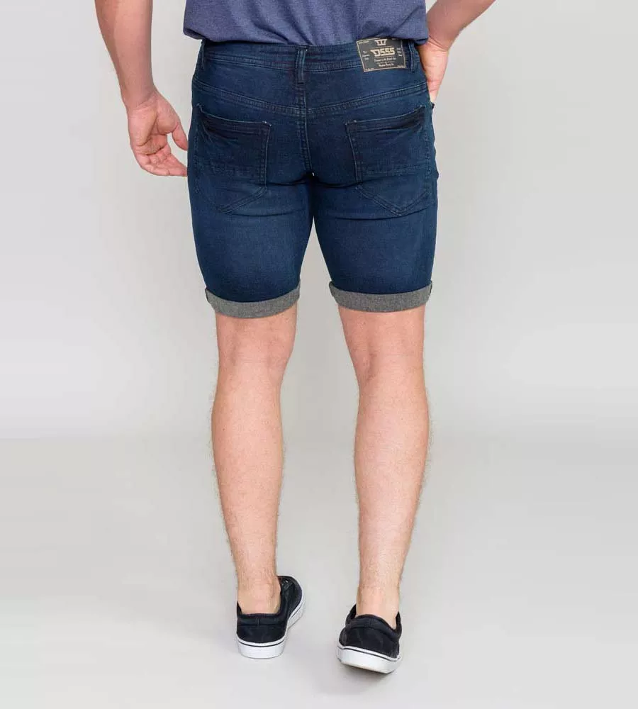 D555 Mens Dark Blue Stretch Denim Shorts (BRENTWOOD)