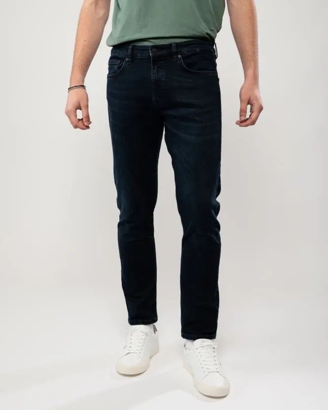 Delaware Mens Slim-Fit Jeans in Dark Blue Soft-Motion Denim 