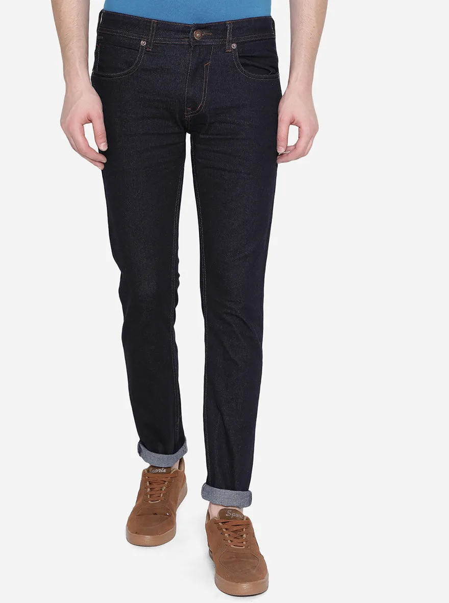 Denim Blue Solid Narrow Fit Jeans | Greenfibre