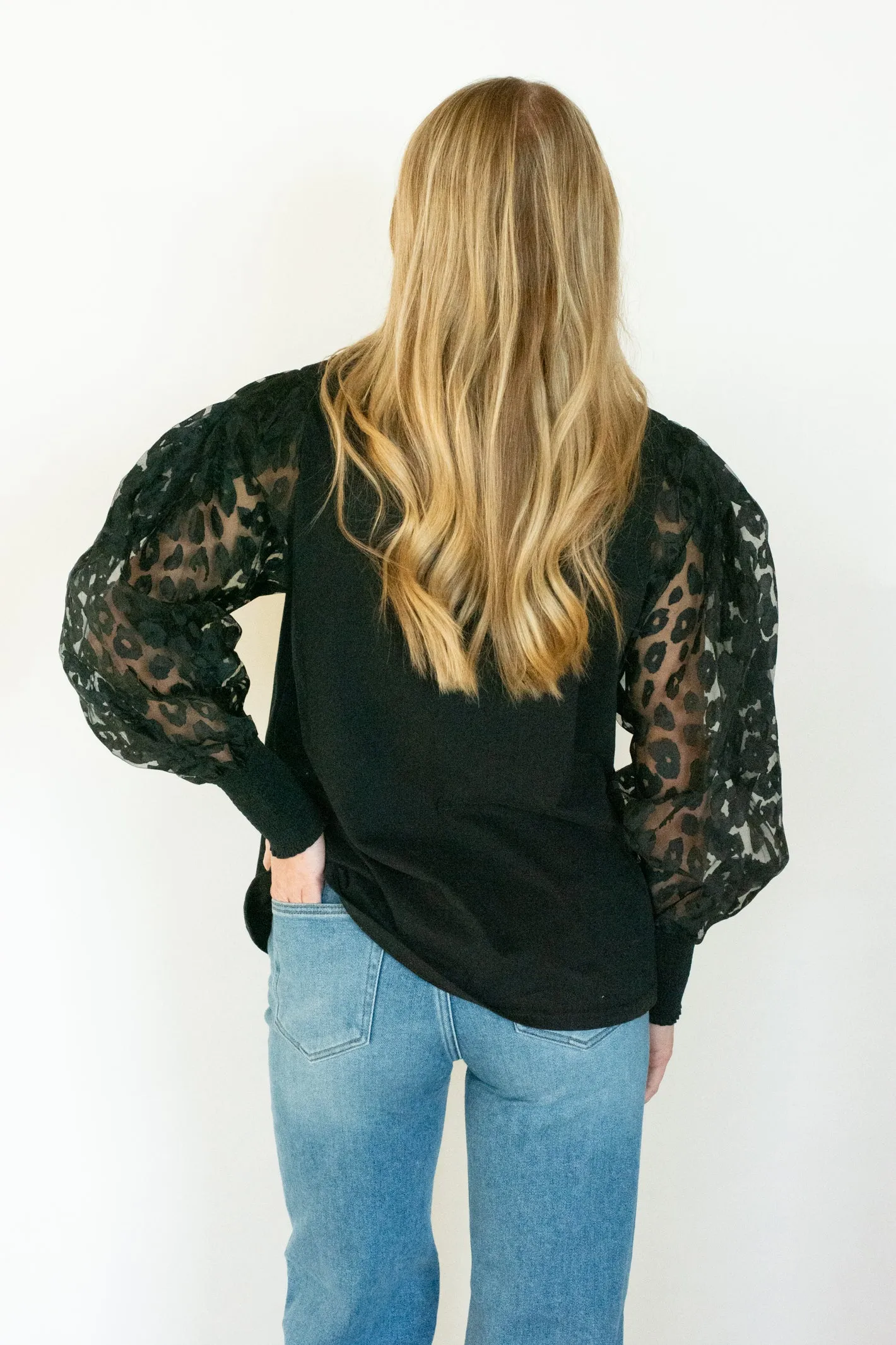 Don't Tempt Me Black Sheer Sleeve Blouse